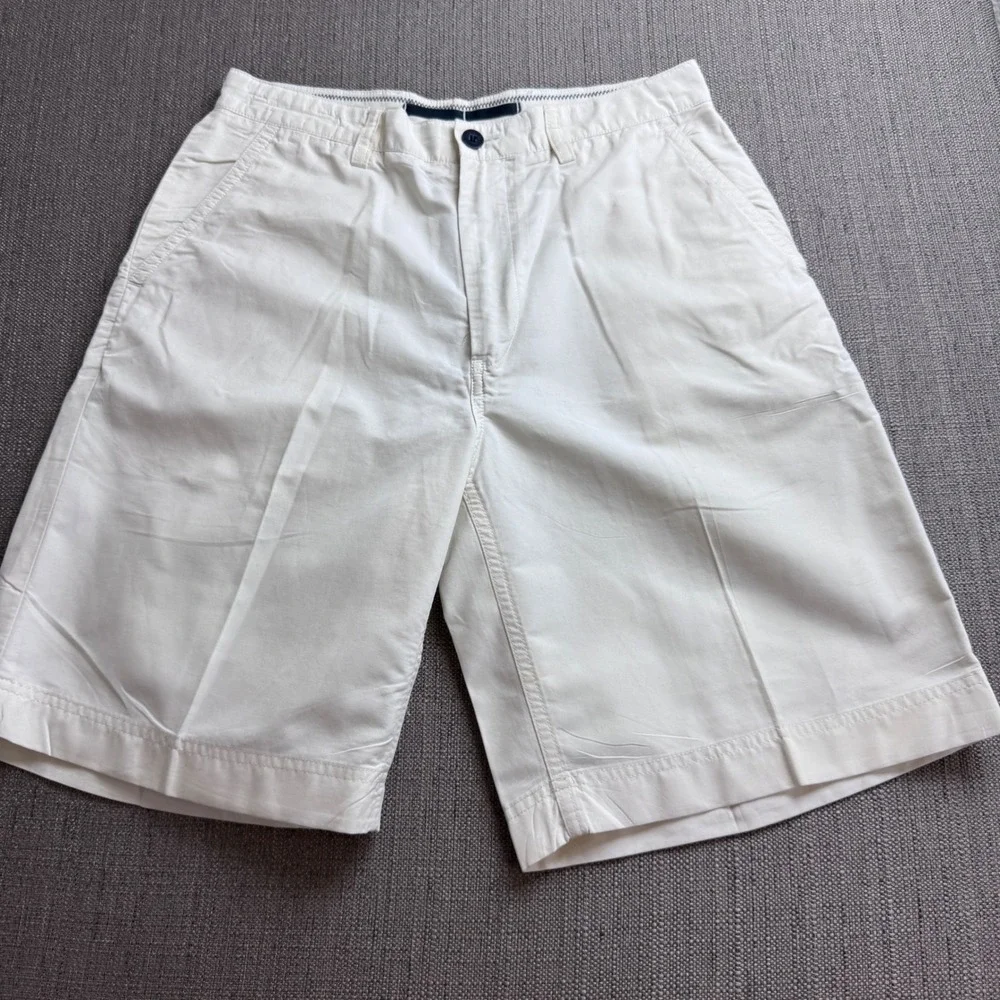 Nautica Clipper Relax Fit Shorts Mens 32W Off White Cotton Nylon Blend Cream